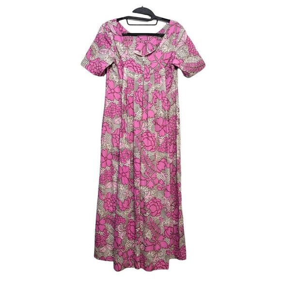 Vintage 1960s Hawaiian Pake Muu Floral Maxi Dress - Picture 6 of 12
